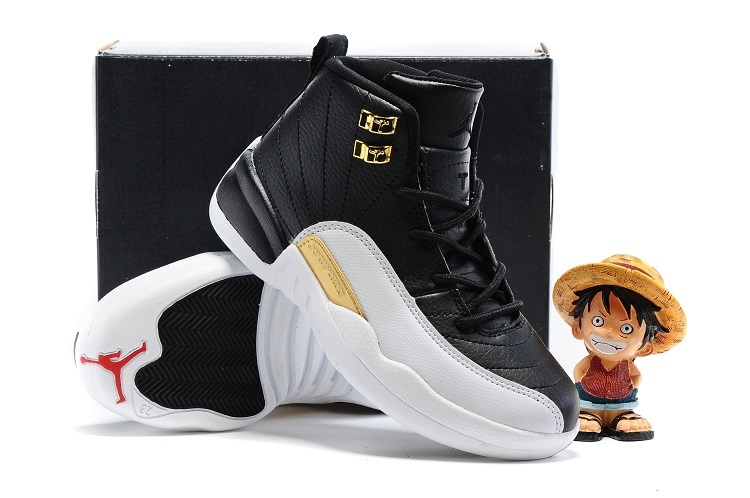 Air Jordan 12 Wings White Black Gold Shoes For Kids On Sale - Click Image to Close